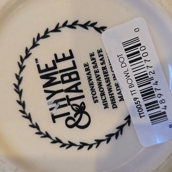 Thyme & Table Black/White Dot Stoneware Gold-Rimmed Bowl - Picture 5 of 6